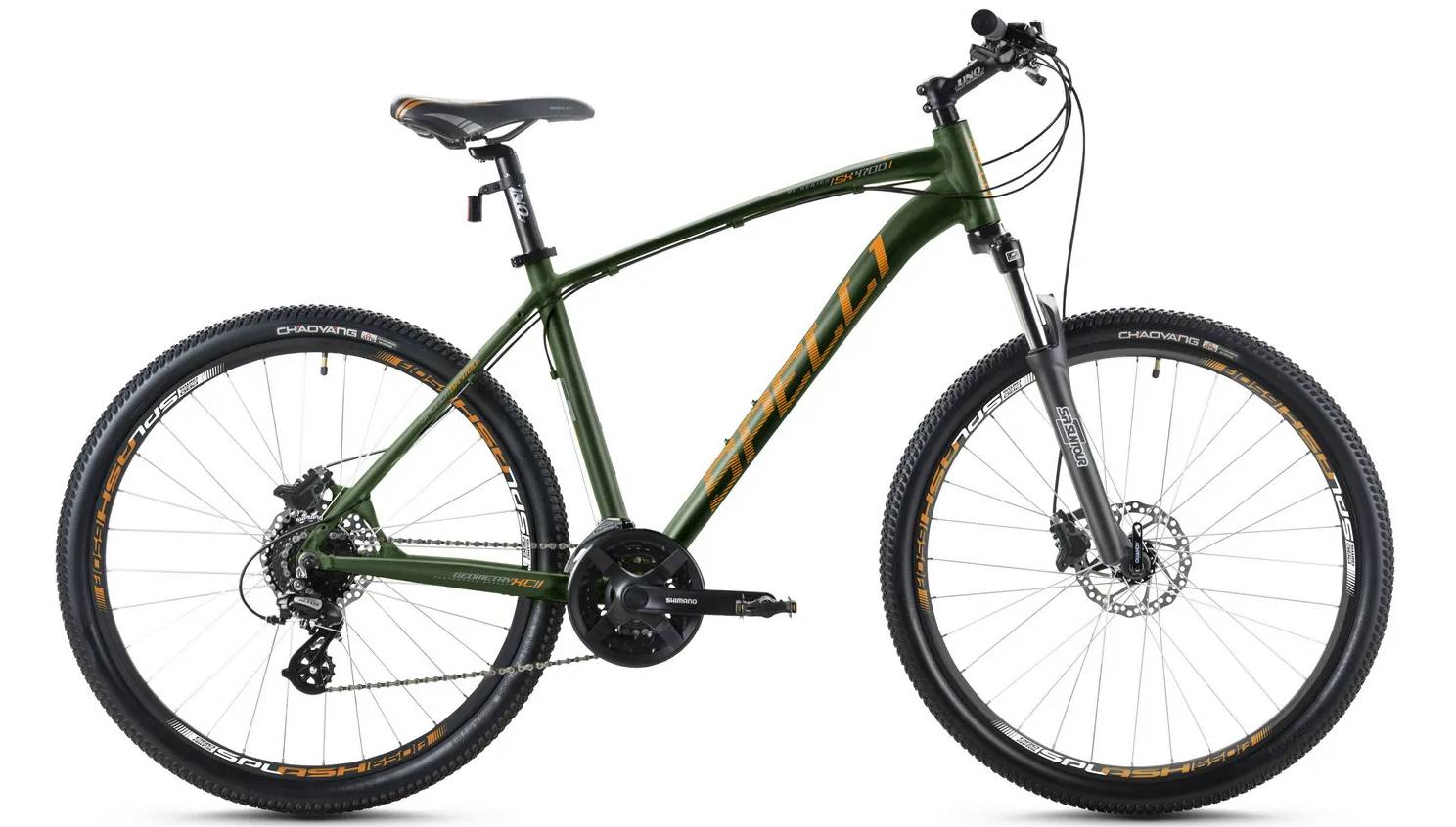 Фотография Велосипед Spelli SX-4700 27,5" размер M рама 17" (2023), Зелено-оранжевый